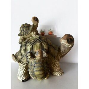 Mother Turtle Figurine With Babies Realistic Resin Sculpture For Home Décor